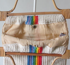 Vintage 70's / 80's Woven Raffia Rainbow Handbag Bag Tote - Bombshell Bettys Vintage
