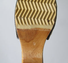 Vintage 40's Style Gold Beaded Souvenir Carved Wood Heels Shoes 9 - Bombshell Bettys Vintage