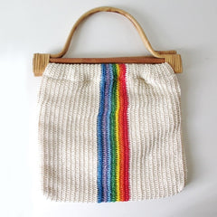 Vintage 70's / 80's Woven Raffia Rainbow Handbag Bag Tote - Bombshell Bettys Vintage