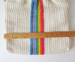Vintage 70's / 80's Woven Raffia Rainbow Handbag Bag Tote - Bombshell Bettys Vintage