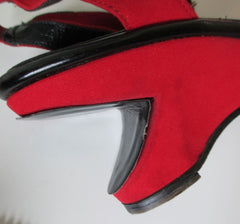 RESERVED • Vintage 50's Red Atomic Wedge Heels & Matching Bucket Bag Purse 6.5 - Bombshell Bettys Vintage