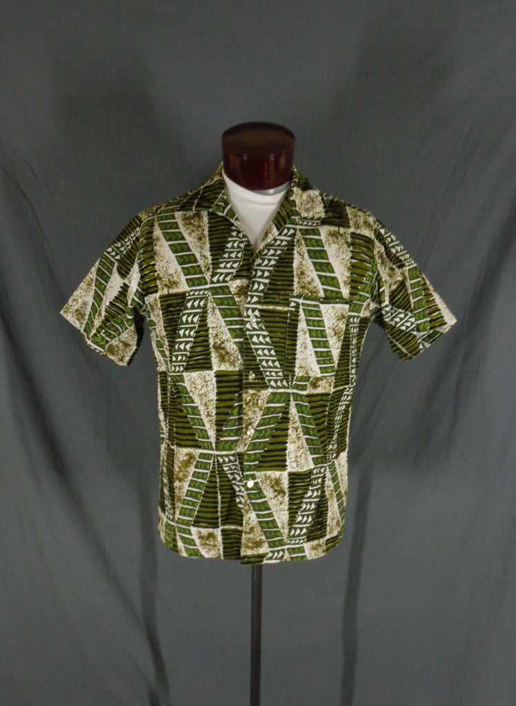 Vintage 60s Andrade Atomic Print Hawaiian Shirt Large - Bombshell Bettys Vintage