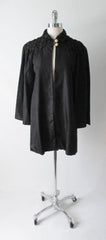 Vintage 30's 20's Quilted Black Taffeta & Pearl Deco Evening Box Bed Jacket Robe S / M - Bombshell Bettys Vintage