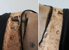 Vintage 20's  Black Chiffon and Natural / Ecru Lace Flapper Dress - Bombshell Bettys Vintage