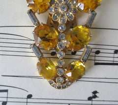 Vintage 1930's / 1940's Amber Topaz Rhinestone Dress Fur Scarf Clip - Bombshell Bettys Vintage