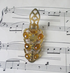 Vintage 1930's / 1940's Amber Topaz Rhinestone Dress Fur Scarf Clip - Bombshell Bettys Vintage