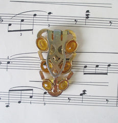 Vintage 1930's / 1940's Amber Topaz Rhinestone Dress Fur Scarf Clip - Bombshell Bettys Vintage