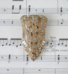 Vintage Art Deco Gold Rhinestone Dress Scarf Clip - Bombshell Bettys Vintage