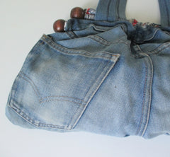 Vintage 70's Orange Tab Levis & Budweiser Handmade Handbag Purse Tote - Bombshell Bettys Vintage