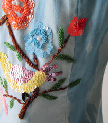 • Vintage 70's Tie Dye Western Cut Sequins & Beaded Bird Shirt / Jean Jacket - Bombshell Bettys Vintage
