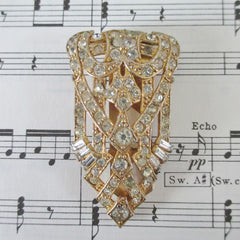 Vintage Art Deco Gold Rhinestone Dress Scarf Clip - Bombshell Bettys Vintage