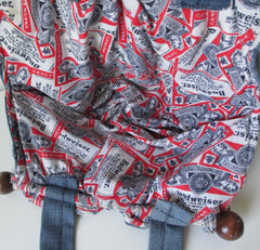 Vintage 70's Orange Tab Levis & Budweiser Handmade Handbag Purse Tote - Bombshell Bettys Vintage