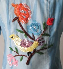 • Vintage 70's Tie Dye Western Cut Sequins & Beaded Bird Shirt / Jean Jacket - Bombshell Bettys Vintage