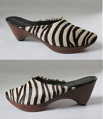 RARE Vintage 1960's Herbert Levine Zebra Sculpted Wood Platform Heels Clogs 1964 - Bombshell Bettys Vintage