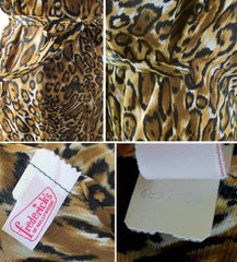 Vintage 60's Fredericks Of Hollywood Jungle Jersey Leopard Robe Dressing Gown S - Bombshell Bettys Vintage
