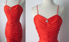 • Vintage 70's Red Fredericks Hollywood Bombshell Evening Party Dress Gown S - Bombshell Bettys Vintage