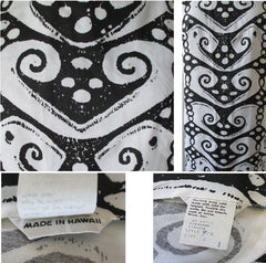 Vintage 60's Wild Black White Op Art MOD Full Length Hawaiian Shift Maxi Dress L - Bombshell Bettys Vintage