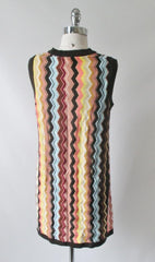 Vintage 60's Style Missoni Zig Zag Knit Mini Shift Dress & Scarf L - Bombshell Bettys Vintage