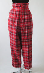 • Vintage 50's Plaid Wool Cigarette Pants Matching Belt 8 M - Bombshell Bettys Vintage