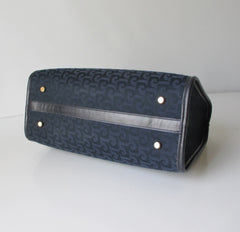 Vintage Pierre Cardin Navy Logo Boston Canvas Handbag Bag - Bombshell Bettys Vintage