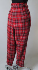 • Vintage 50's Plaid Wool Cigarette Pants Matching Belt 8 M - Bombshell Bettys Vintage