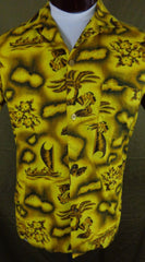 Vintage Prince Kuhio Yellow Hibiscus Hula Girl Tiki Hawaiian Shirt - Medium - Bombshell Bettys Vintage
