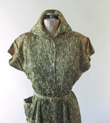 Vintage 40's Green Casual Day Dress M - Bombshell Bettys Vintage