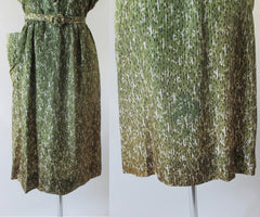 Vintage 40's Green Casual Day Dress M - Bombshell Bettys Vintage
