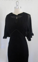 Vintage Inspired 30's 40's Old Hollywood Glamour Black Sheer Dress Evening Gown M - Bombshell Bettys Vintage