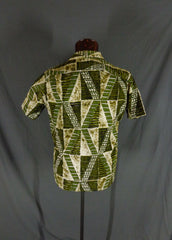 Vintage 60s Andrade Atomic Print Hawaiian Shirt Large - Bombshell Bettys Vintage