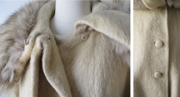 LILLI ANN 50s Mohair Coat with Mink Fur Collar • Small Medium