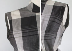 Vintage 50's Black White Grey Plaid Blouse Skirt Set S - Bombshell Bettys Vintage
