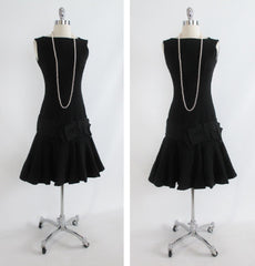 • Vintage Black Dropped Waist Evening Cocktail Party Dress XS - Bombshell Bettys Vintage