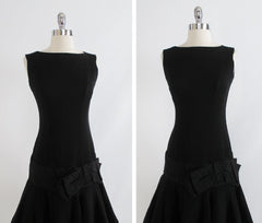 • Vintage Black Dropped Waist Evening Cocktail Party Dress XS - Bombshell Bettys Vintage