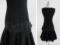 • Vintage Black Dropped Waist Evening Cocktail Party Dress XS - Bombshell Bettys Vintage