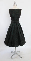 • Vintage 50's Emerald Green Red Lace Swing Skirt Party Dress XS - Bombshell Bettys Vintage