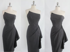 z Vintage 50's Atomic Gray Hawaiian Surfriders Sarong Dress Shawl Wrap M - Bombshell Bettys Vintage