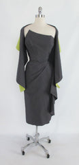 z Vintage 50's Atomic Gray Hawaiian Surfriders Sarong Dress Shawl Wrap M - Bombshell Bettys Vintage