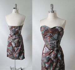 Vintage 50's Hawaiian Tribal Leaf Sarong Dress M - Bombshell Bettys Vintage
