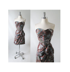 Vintage 50's Hawaiian Tribal Leaf Sarong Dress M - Bombshell Bettys Vintage