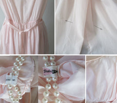 Vintage 50's Pink Full Skirt Night Gown Nighty Dress L - Bombshell Bettys Vintage
