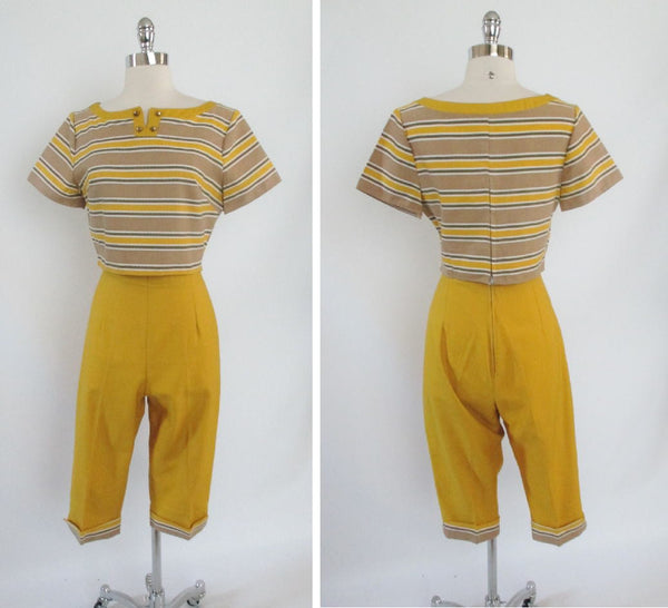 1960s Pants Printed Cotton Capri Pedal Pushers XS/S -  Canada