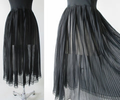 Vintage 50's Sheer Black Ruffled Nighty Nightgown M - Bombshell Bettys Vintage