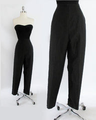 • Vintage 50's  Black Silver Lamé / Lurex Chromespun Sparkle High Waisted Cigarette Pants M - Bombshell Bettys Vintage