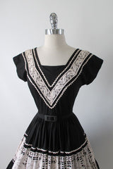 • Vintage 50's Two Smart Girls Miami Black Lace Full Skirt Patio Dress XS - Bombshell Bettys Vintage