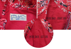 Vintage 50's Surfriders Red Flower Butterfly Hawaiian Tiki Luau Full Skirt Dress XS - Bombshell Bettys Vintage