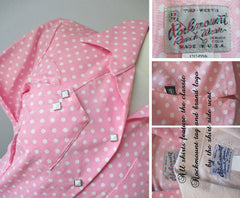 Vintage 50's Style Rockmount Ranchwear Pink White Polka Dot Western Shirt Blouse Top M - Bombshell Bettys Vintage