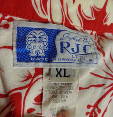 Vintage RJC Red Classic Hibiscus Print Hawaiian Shirt 47 - Bombshell Bettys Vintage