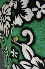 Vintage 80s Green RJC  Barkcloth Hibiscus Print Hawaiian Shirt  XL - Bombshell Bettys Vintage