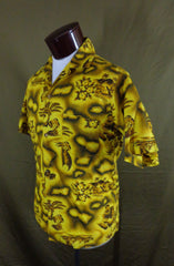 Vintage Prince Kuhio Yellow Hibiscus Hula Girl Tiki Hawaiian Shirt - Medium - Bombshell Bettys Vintage